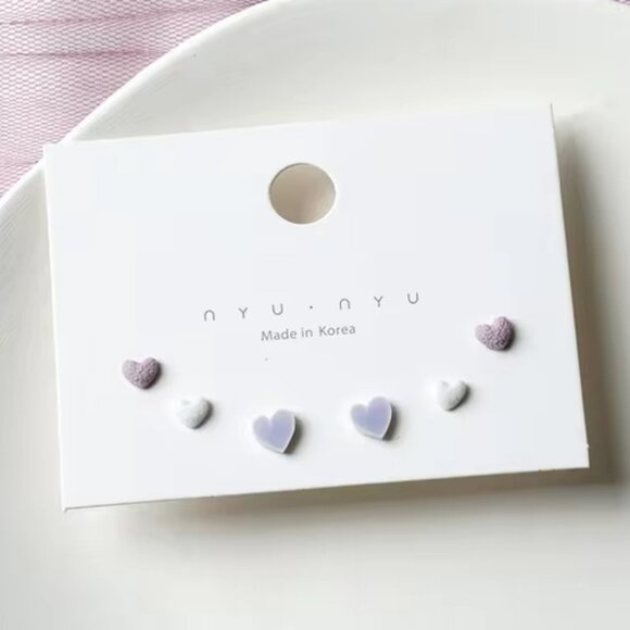 NYU NYU Jewelry - Pastel Lavender Heart Stud Earring Set